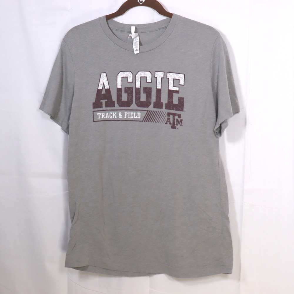 Bella Canvas T-Shirt‎ M Gray Mens Texas A&M Track & Field Aggie Tee